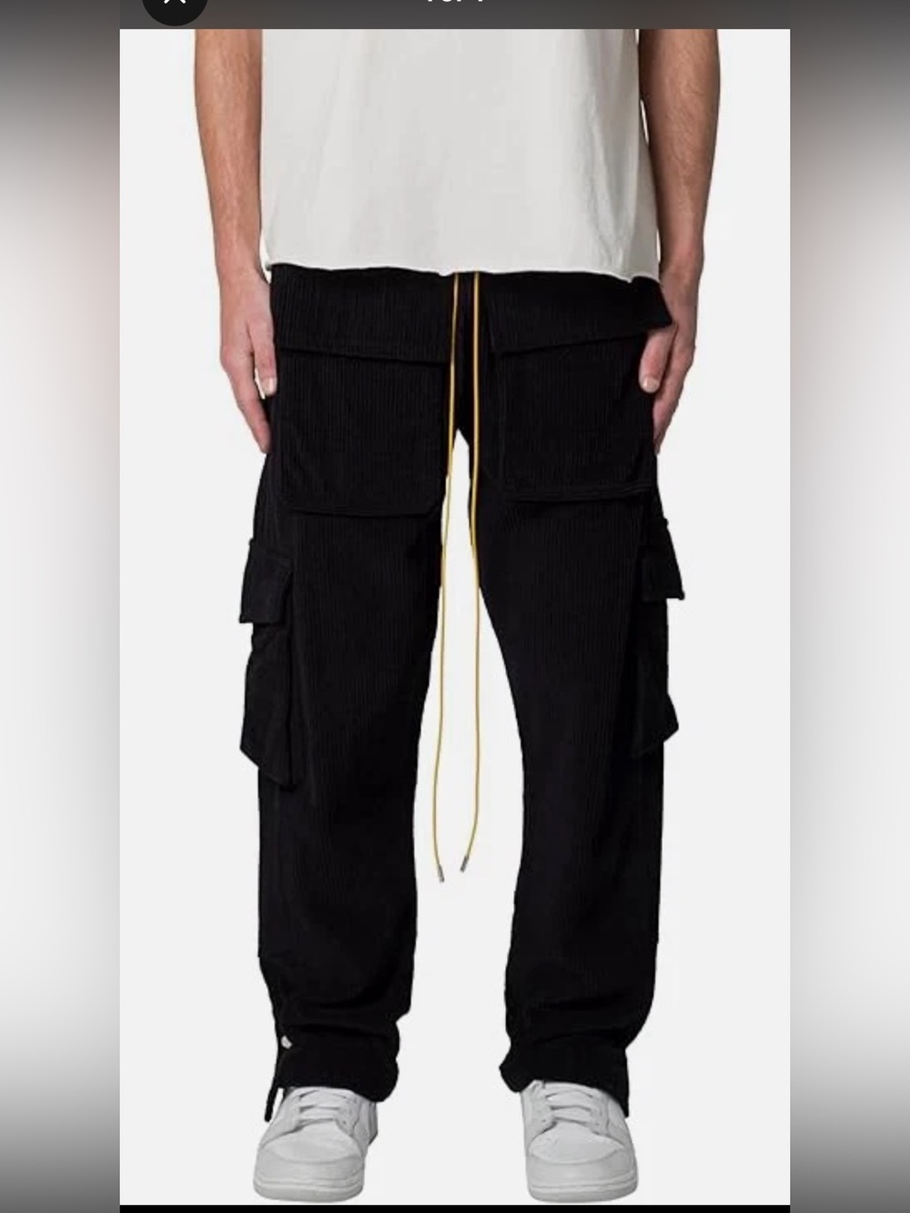 NEW MNML Men's Black Corduroy Snap Ii Cargo Pants Size Large